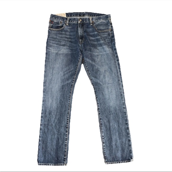 Polo Ralph Lauren Jeans Men's Blue Varick Slim Straight Cotton Denim 34x32